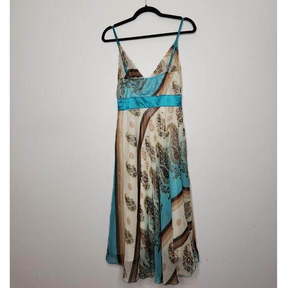 Vintage y2k Parfait Dress Midi Paisley Floral Flowy Fairy Whimsy Brown Tank - Picture 5 of 7